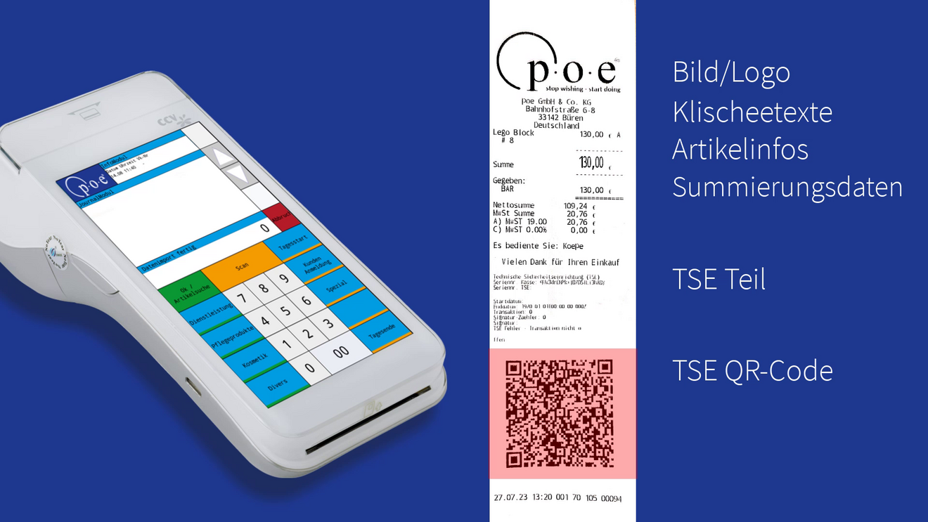 Eindrucken von Barcodes in Kassenbons